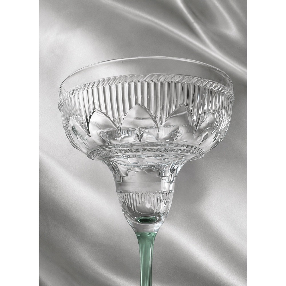 6 Cristal d'Arques Durand Sombrero Margarita Glass Green Stem Cut Crystal 7.5" - Picture 6 of 12